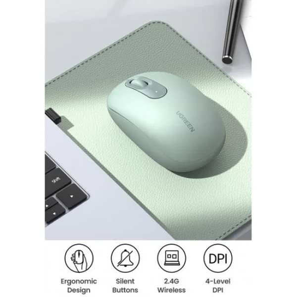 Фото - Миша бездротова UGREEN MU105 2.4 GHz Portable Wireless Mouse Green (90672)