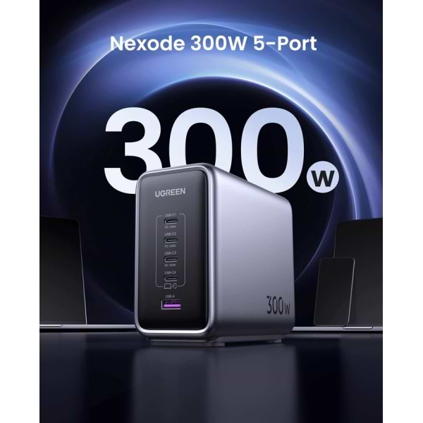 Фото - Мережевий зарядний пристрій UGREEN CD333 5xUSB 300W Nexode (5хUSB-C) (90903B)