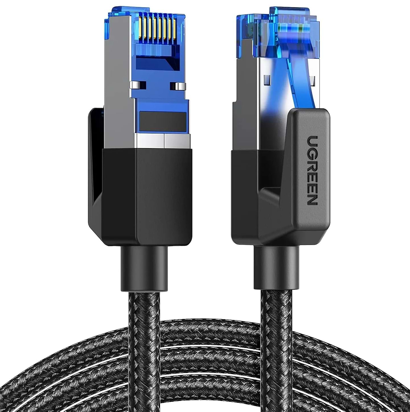 Кабель патч-корд UGREEN NW153 CAT 8 Shielded Round Braided Cable Modular Plugs 2m Black (80431)