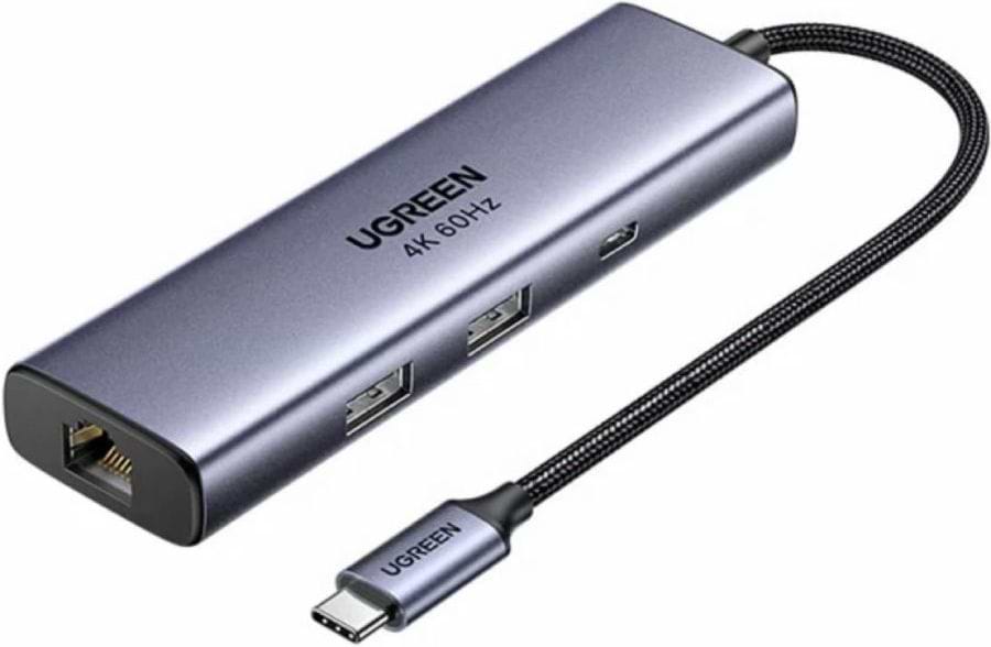 Хаб USB UGREEN USB 3.0 Type-C -> 2xUSB-A 3.0/1xUSB-C 3.0 100W CM512 Gray (75643)