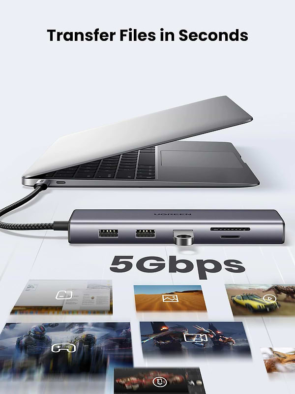 Фото - Хаб USB UGREEN CM498 USB-C Multifunction Adapter Gray (15601)