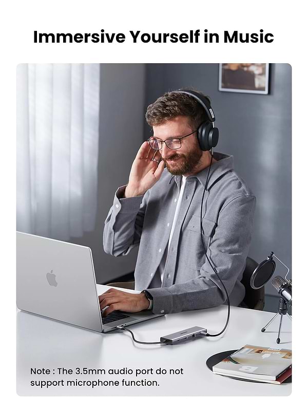 Фото - Хаб USB UGREEN CM498 USB-C Multifunction Adapter Gray (15601)