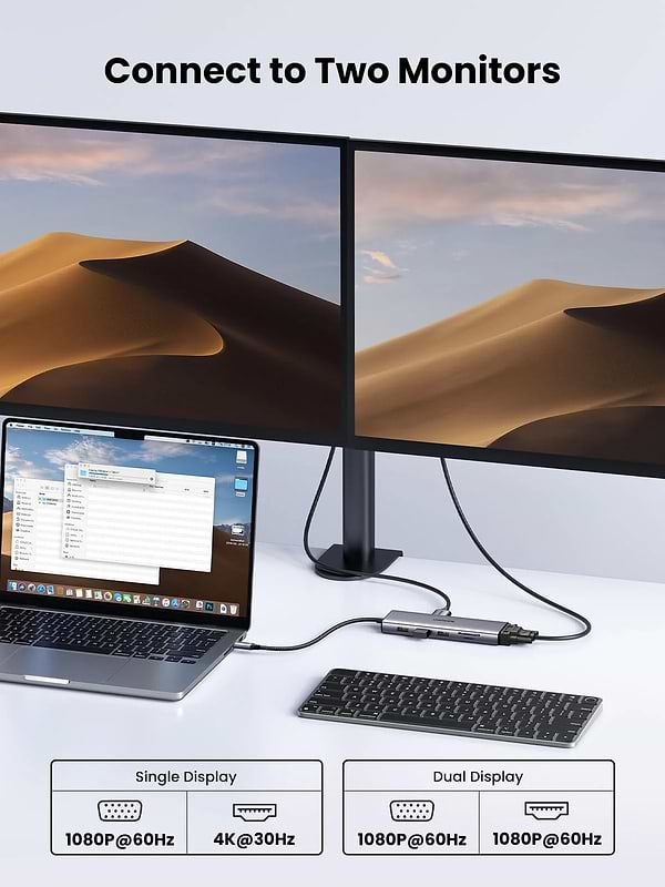 Фото - Хаб USB UGREEN CM498 USB-C Multifunction Adapter Gray (15601)