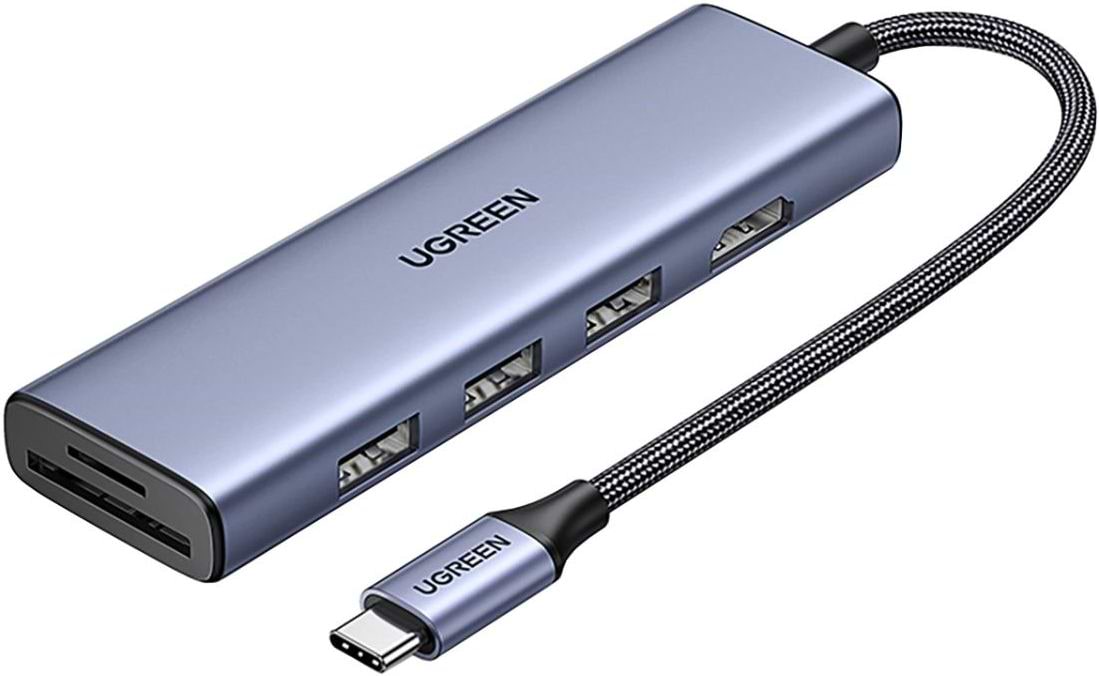 Хаб USB UGREEN USB3.0 Type-C --> HDMI 3xUSB-А 3.0 Type-C 100W 6в1 CM511 (20956A)