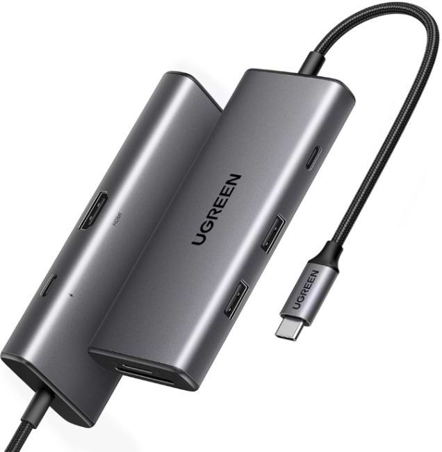 Хаб USB UGREEN USB3.1 Type-C --> HDMI USB 3.0x2 Type-C 100W CM498 7в1 (15531)