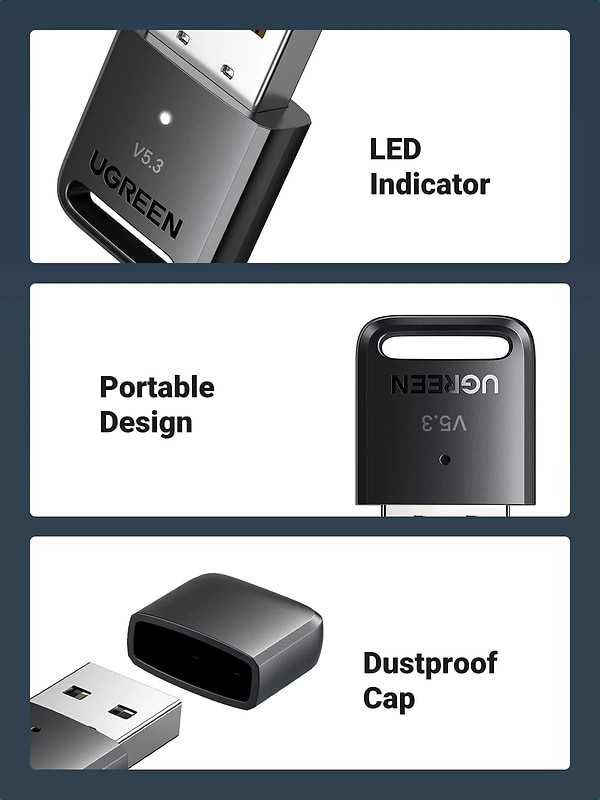 Фото - Адаптер сети Bluetooth USB UGREEN CM591 Bluetooth 5.3 Black (90225)