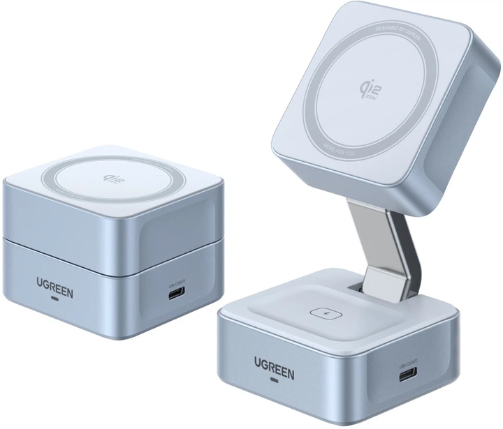 Бездротовий зарядний пристрій UGREEN W752 2в125W QI2.2 Starlight Blue (55960B)