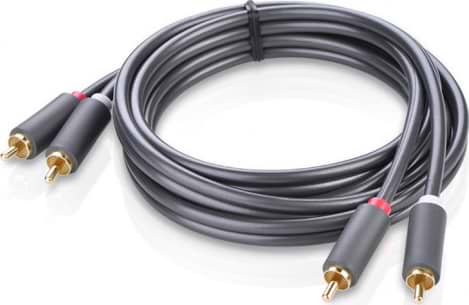 Кабель 3.5 мм - RCA UGREEN AV104 2RCA to 2RCA Audio Cable, 1.5 m Black (10517) - Фото 1