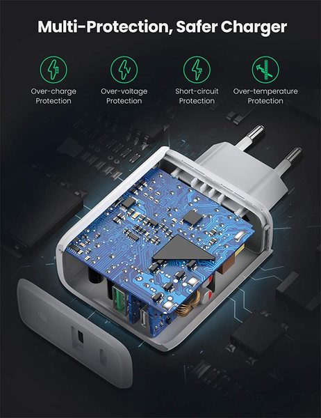 Фото - Мережевий зарядний пристрій UGREEN CD170 36W USB + Type-C Charger White (60468)