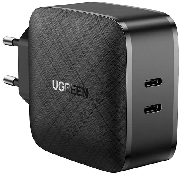 Мережевий зарядний пристрій UGREEN CD216 66W 2xType-C PD Charger Black (70867) - Фото 1