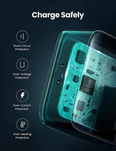 Фото - Мережевий зарядний пристрій UGREEN CD216 66W 2xType-C PD Charger Black (70867)