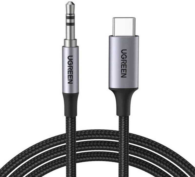Кабель синхронізації даних UGREEN CM450 USB-C Male to 3.5mm Male 1m Black (20192) - Фото 1