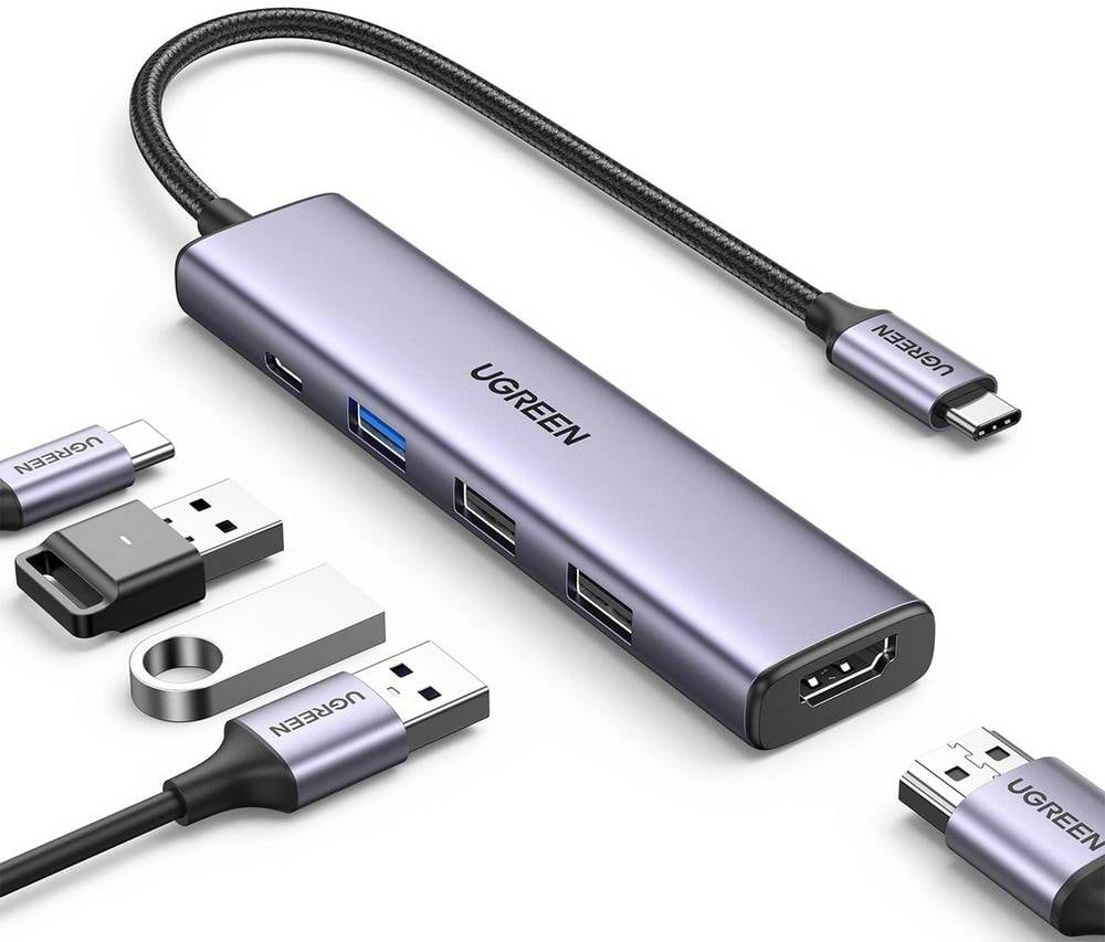 Хаб USB UGREEN CM478 USB Type-C to HDMI USB 3.0*4 Gray (15495)