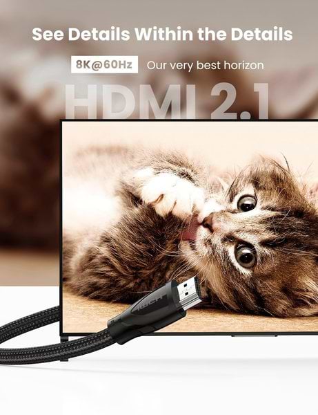 Фото - Кабель HDMI UGREEN HD140 8K HDMI 2.1 Cable Braided 1m Black (UGR-80401)