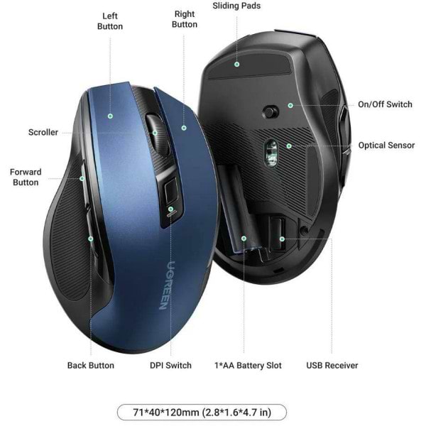 Фото - Миша бездротова UGREEN MU006 Blue (15064)