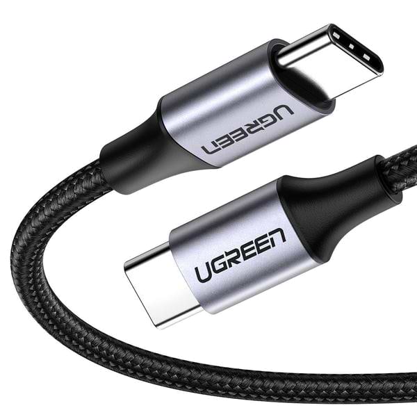 Кабель синхронізації даних UGREEN US261 Type-C-Type-C 3A Cable Alum. Braid 1m Gray\Black (50150) - Фото 1