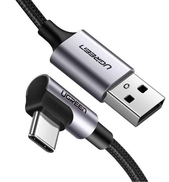 Кабель синхронізації даних UGREEN US284 USB - Type-C Cable Angled Alum. Braid 1 m Black (50941) - Фото 1