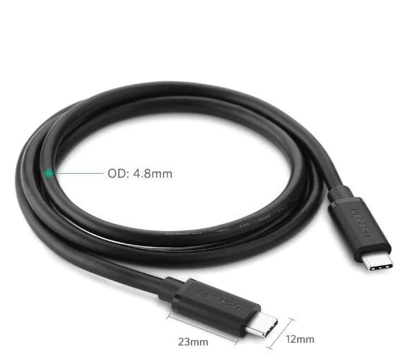 Фото - Кабель синхронізації даних UGREEN US286 Type-C - Type-C 3A Cable 2 m Black (10306)