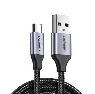 Кабель синхронізації даних UGREEN US288 USB 2.0 AM-Type-C M 3 m 3.0A 18W Nickel Plating Aluminum Braid Gray (60408) - Фото 1