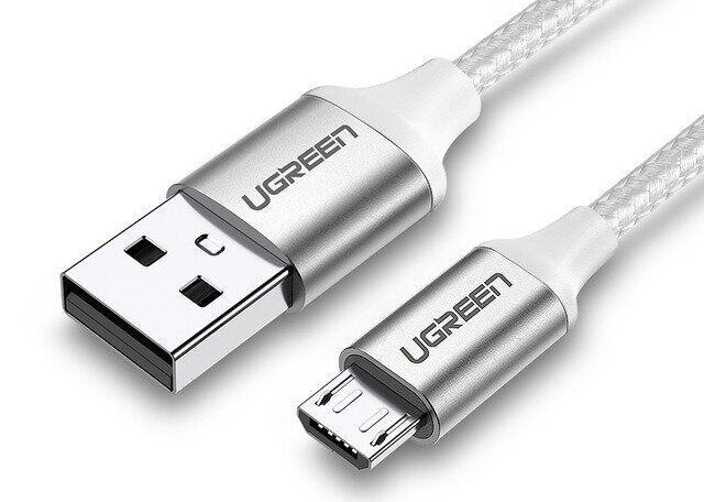 Кабель UGREEN US290 USB 2.0 AM-MicroUSB M 2 m 3.0A 18W Nickel Plating White (60153)