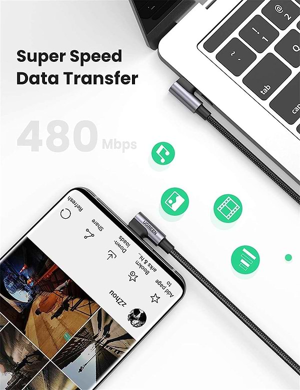 Фото - Кабель синхронізації даних UGREEN US335 USB 2.0 Type-C M-M (70698)