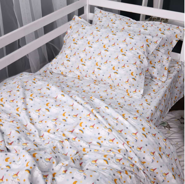 Фото - Простынь двуспальная MirSon Фланель 018 Unicorn 180x200 см (2200009656385)