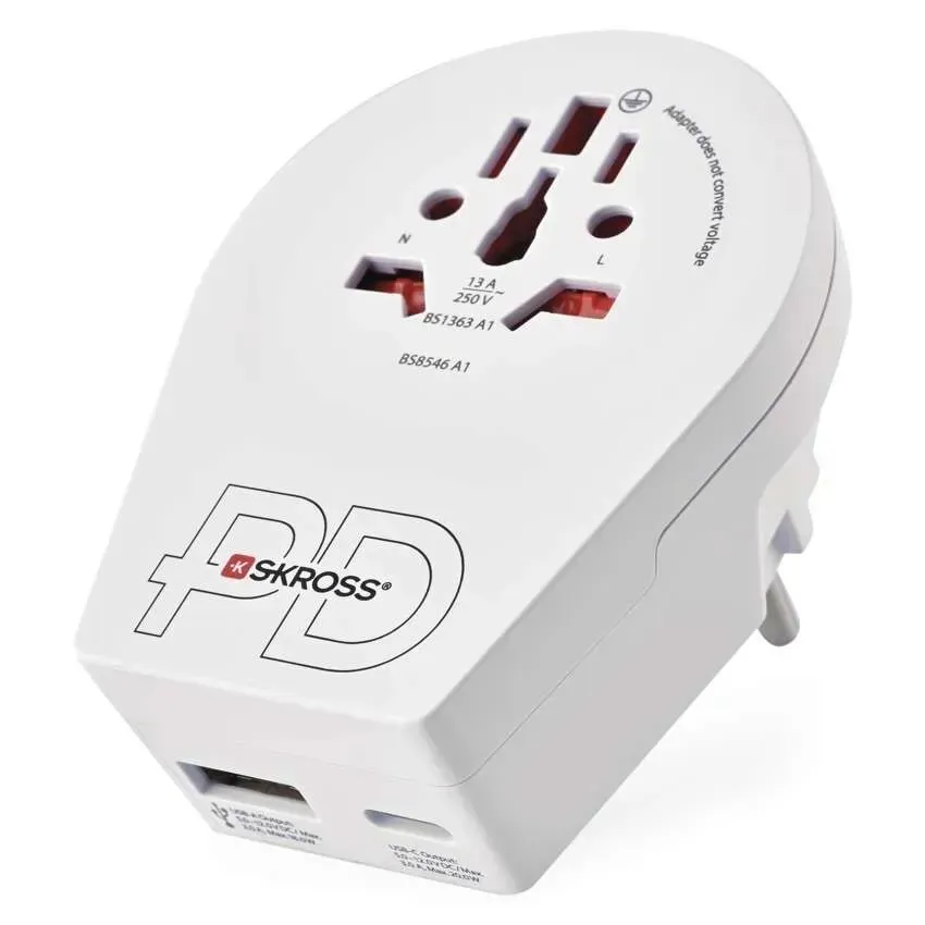 Переходник Евро 220В EMOS P0055U 1xUSB-C, (USA,GB,J,CN,AU=ШУКО)