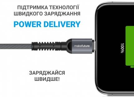 Фото - Уценка - Кабель синхронизации данных MAKE Type-C to Type-C PD 1м Denim Grey (MCB-CD8GR)