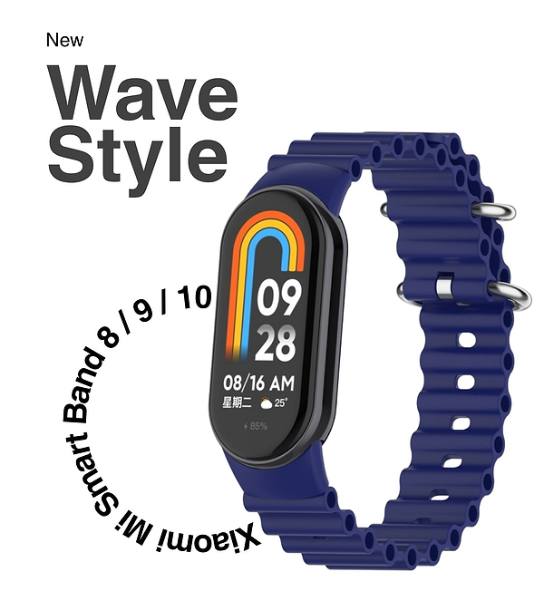 Фото - Ремінець для фітнес-браслету BeCover Wave Style for Xiaomi Mi Smart Band 8 / 9 / 10 Deep Blue (714352)