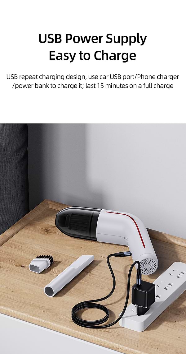 Фото - Автомобільний пилосос Usams US-ZB253 Mini Handheld Vacuum Cleaner LEJ Series White (XCQZB25301)