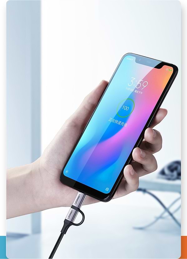 Фото - Кабель UGREEN US177 USB AM-MicroUSB+Type C M 1.0 m 3A Black (30875)