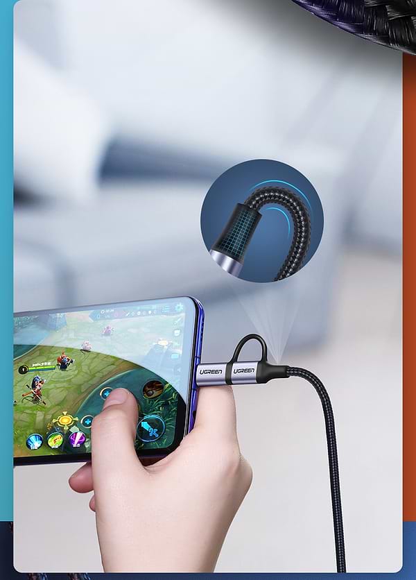 Фото - Кабель UGREEN US177 USB AM-MicroUSB+Type C M 1.0 m 3A Black (30875)