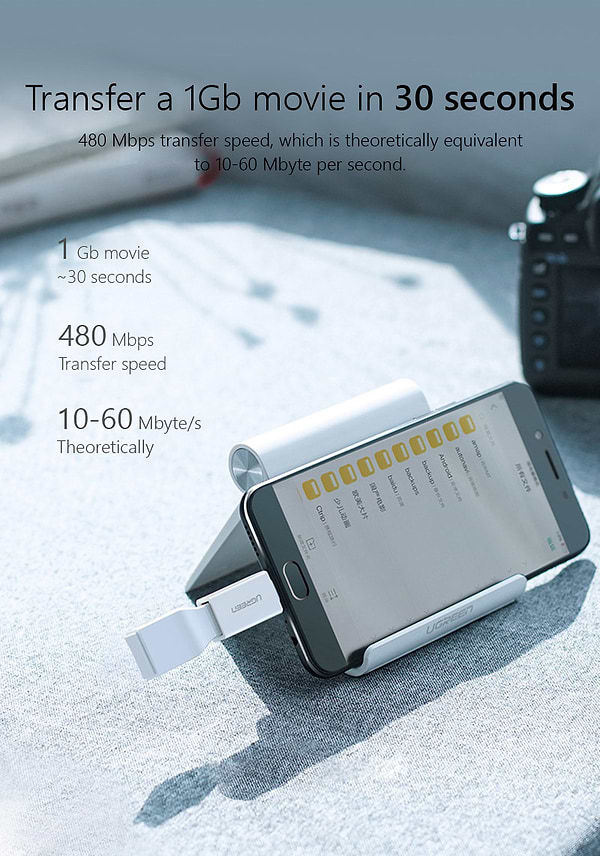 Фото - Переходник UGREEN US195 microUSB to USB 2.0 OTG Adapter White (30529)