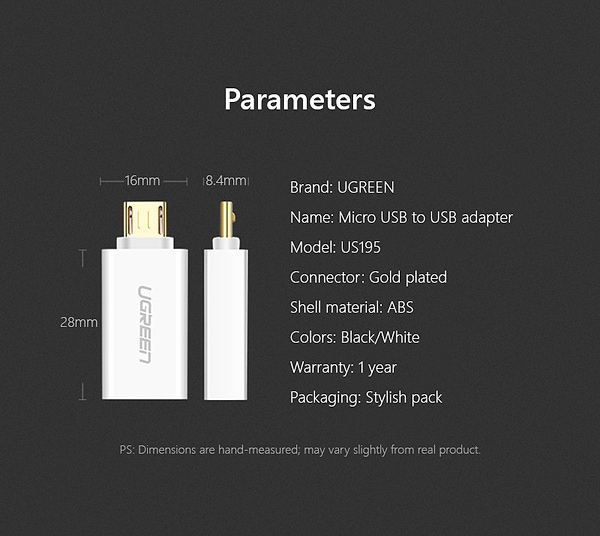Фото - Переходник UGREEN US195 microUSB to USB 2.0 OTG Adapter White (30529)
