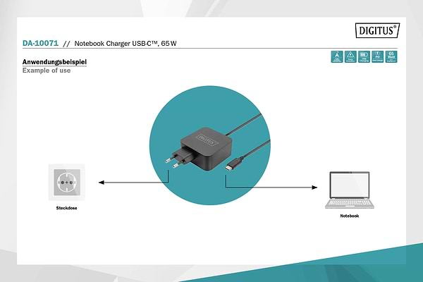 Фото - Зарядное устройство для ноутбука Digitus USB-C 65W (DA-10071)