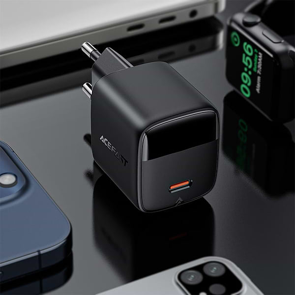 Фото - Сетевое зарядное устройство AceFast 1xUSB-C 30W Gan A115 Fast Charger + USB-C cable Black (6974316284451)