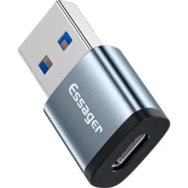 Перехідник Essager Soray OTG (Type-C Female to USB -AMale) USB3.0 Adaptor Grey (EZJCA-SRB0G) - Фото 1