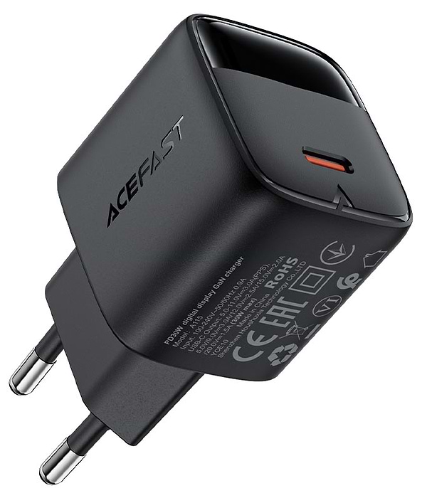 Фото - Сетевое зарядное устройство AceFast 1xUSB-C 30W Gan A115 Fast Charger + USB-C cable Black (6974316284451)