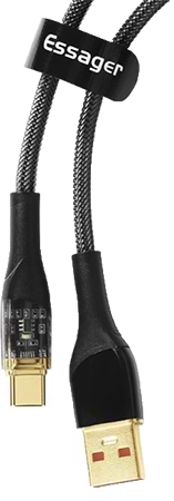 Кабель синхронізації даних Essager USB Charging Cable USB A to Type C 7A 0.3m Black (EXCT-XJB01-P) - Фото 1