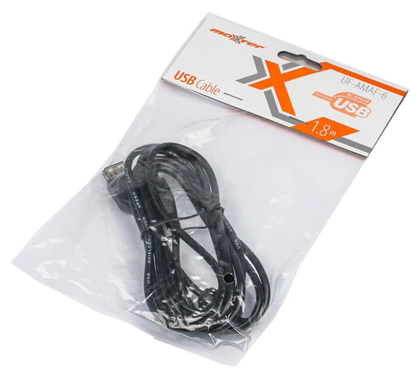 Фото - Кабель USB type A - USB type A Maxxter USB 2.0 AM - USB 2.0 AF 1.8m (U-AMAF-6)