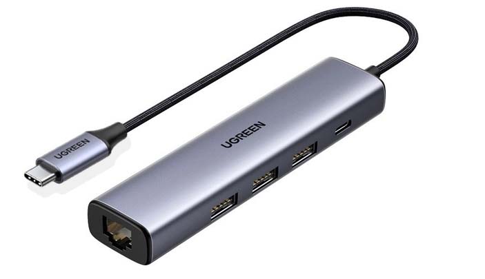 Переходник USB-C - Ethernet UGREEN USB-C 3.0  xUSB/ Ethernet RJ45 CM475 Gray (20932)