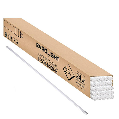 Лампочка світлодіодна EVROLIGHT L-1500 6400K 24Вт G13 T8 LED 25 шт. (000059479)