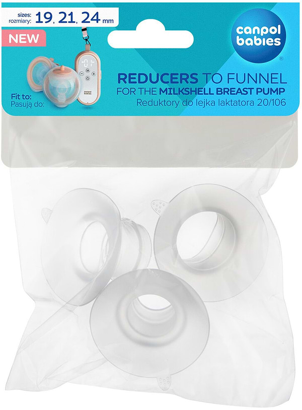Фото - Аксессуар к молокоотсосу Canpol babies Переходники для воронки MilkShell 20/106 (19, 21 и 24 мм) (20/114)