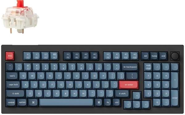 Фото - Клавиатура беспроводная Keychron V5 Max 100Key, Gateron Jupiter Red, Knob, WL/BT/USB-A, Hot-Swap, QMK, EN/UKR, RGB, Black (V5M-D1-UA)