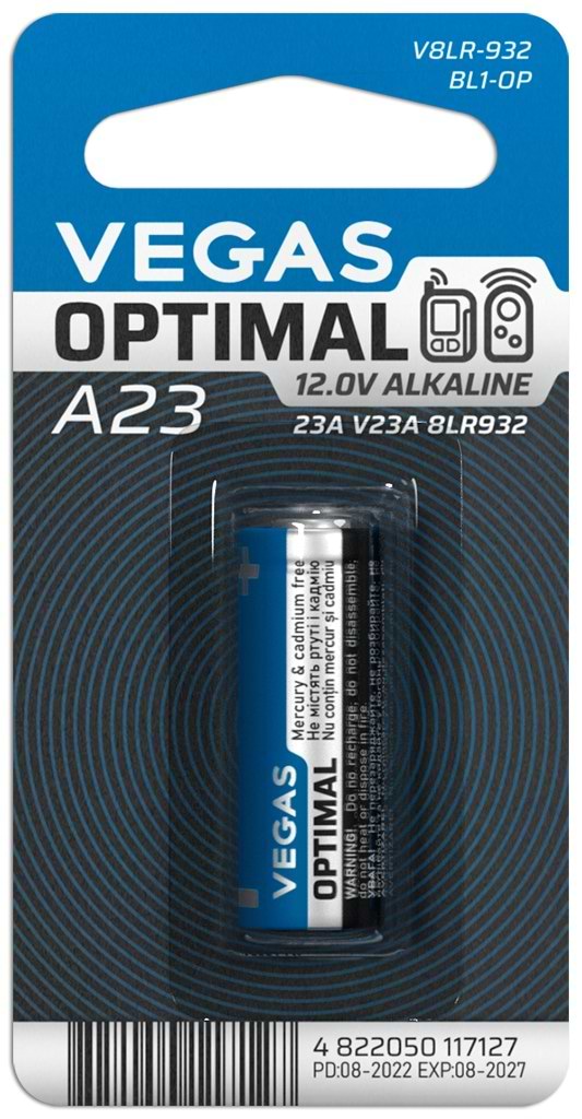 Елемент живлення тип A23 Vegas V8LR-932BL1-OP - Фото 1