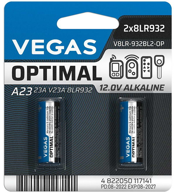 Фото - Елемент живлення тип A23 Vegas V8LR-932BL2-OP