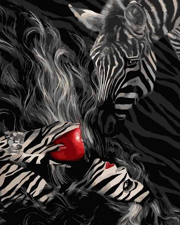 Фото - Картина за номерами Strateg Дівчина та зебра 40х50 см (VA-3426)