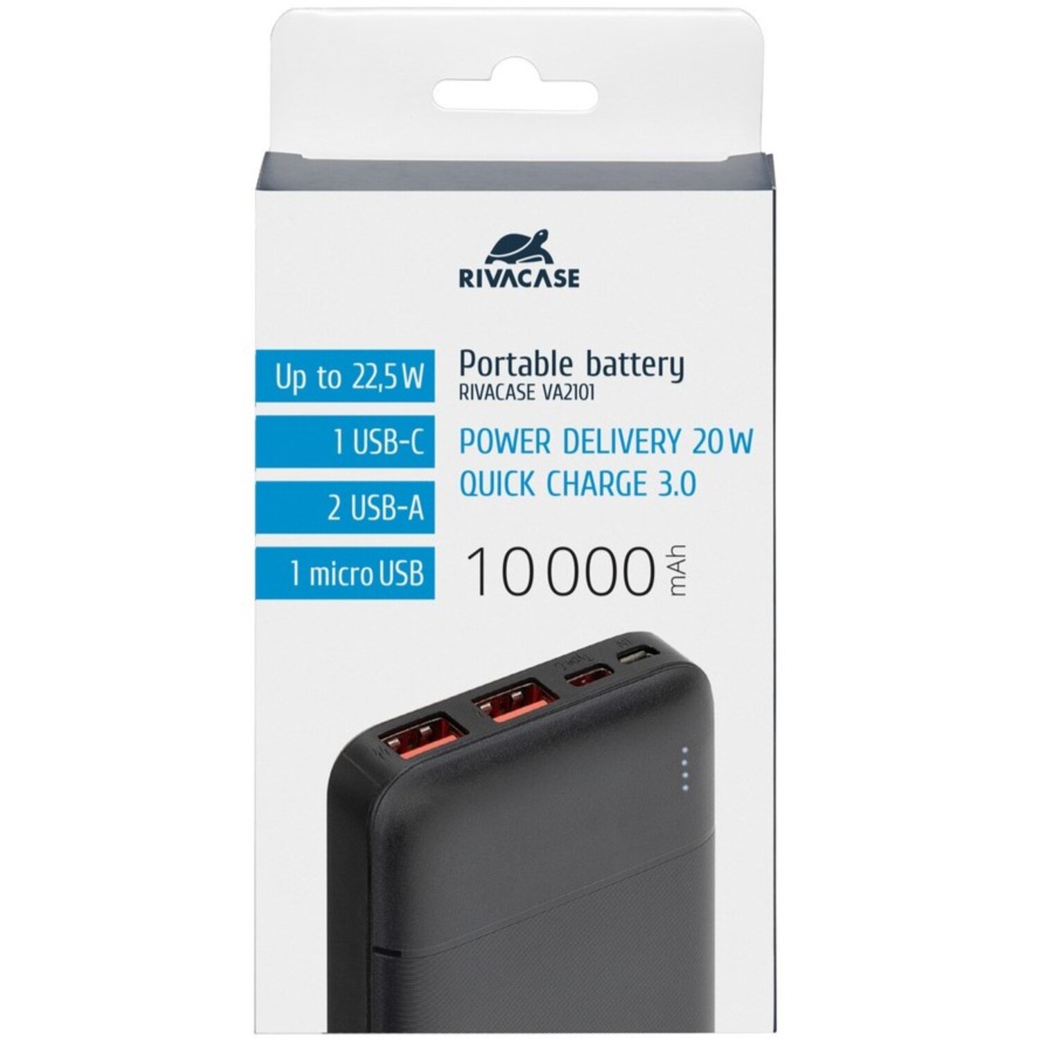 Фото - Батарея мобільна RIVACASE RIVAPOWER 10000 mA Black (VA2101)
