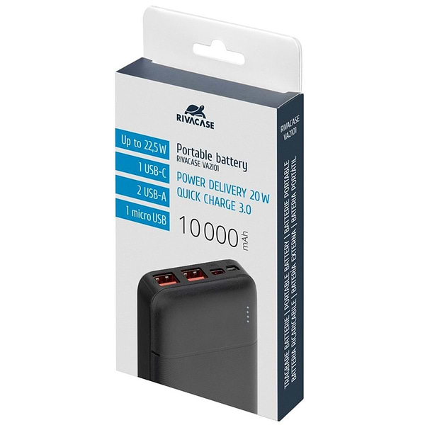 Фото - Батарея мобільна RIVACASE RIVAPOWER 10000 mA Black (VA2101)