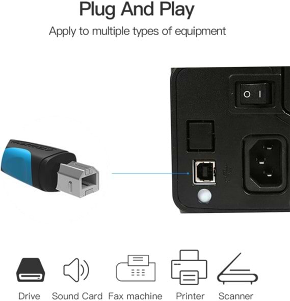 Фото - Кабель USB type A - USB type B Vention USB A Male - B Male Print 1m (VAS-A16-B100)